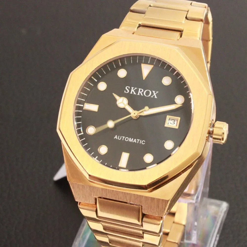 Men's Integrated Bracelet Sports Watch Automatic See Through Case back 41mm